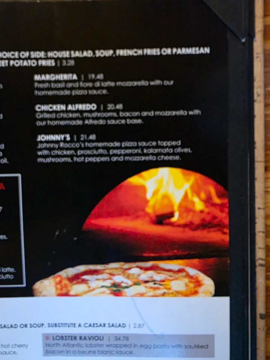 Menu, Johnny Rocco's Italian Grill