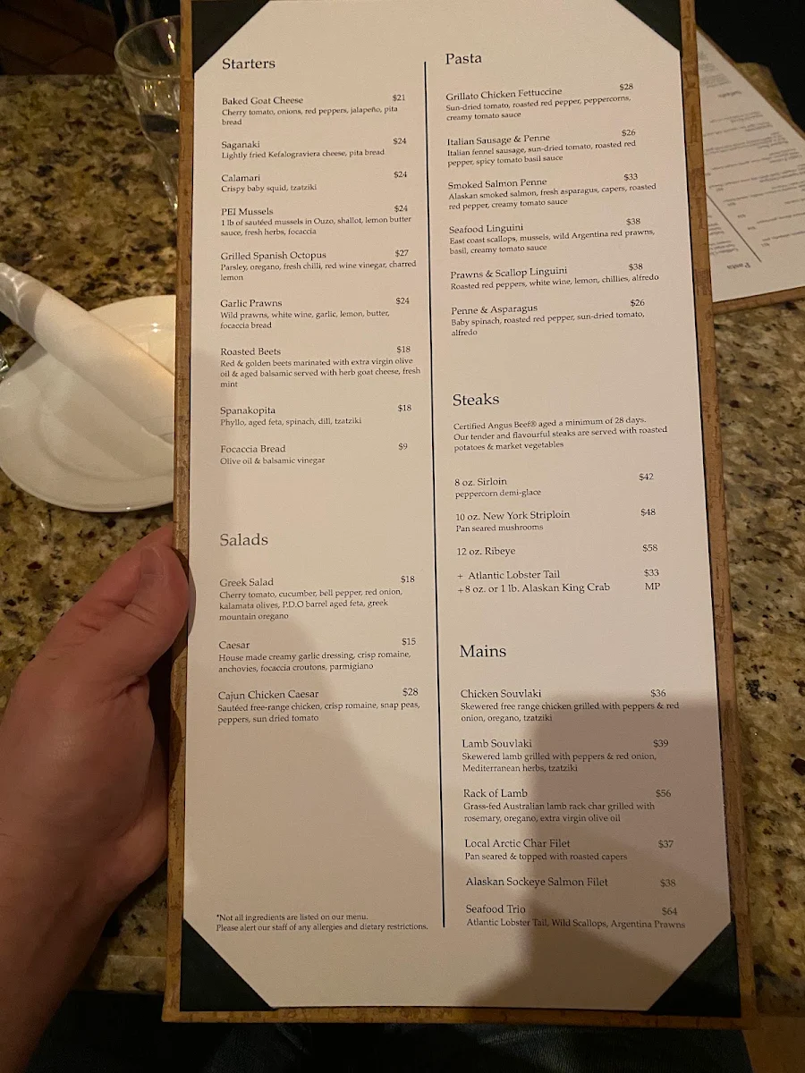 Menu, Giorgio's Cuccina