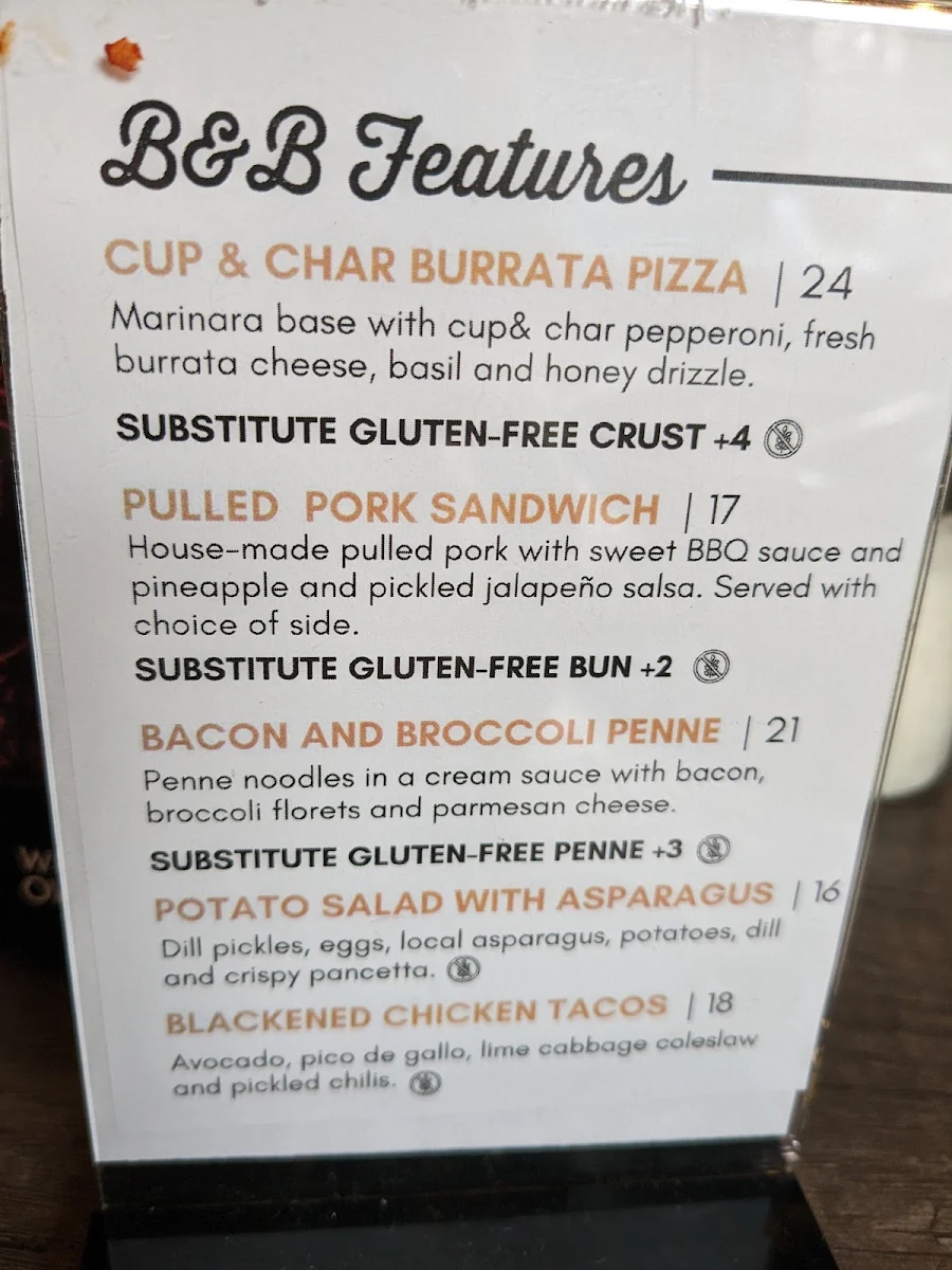 Menu, Bricks & Barley
