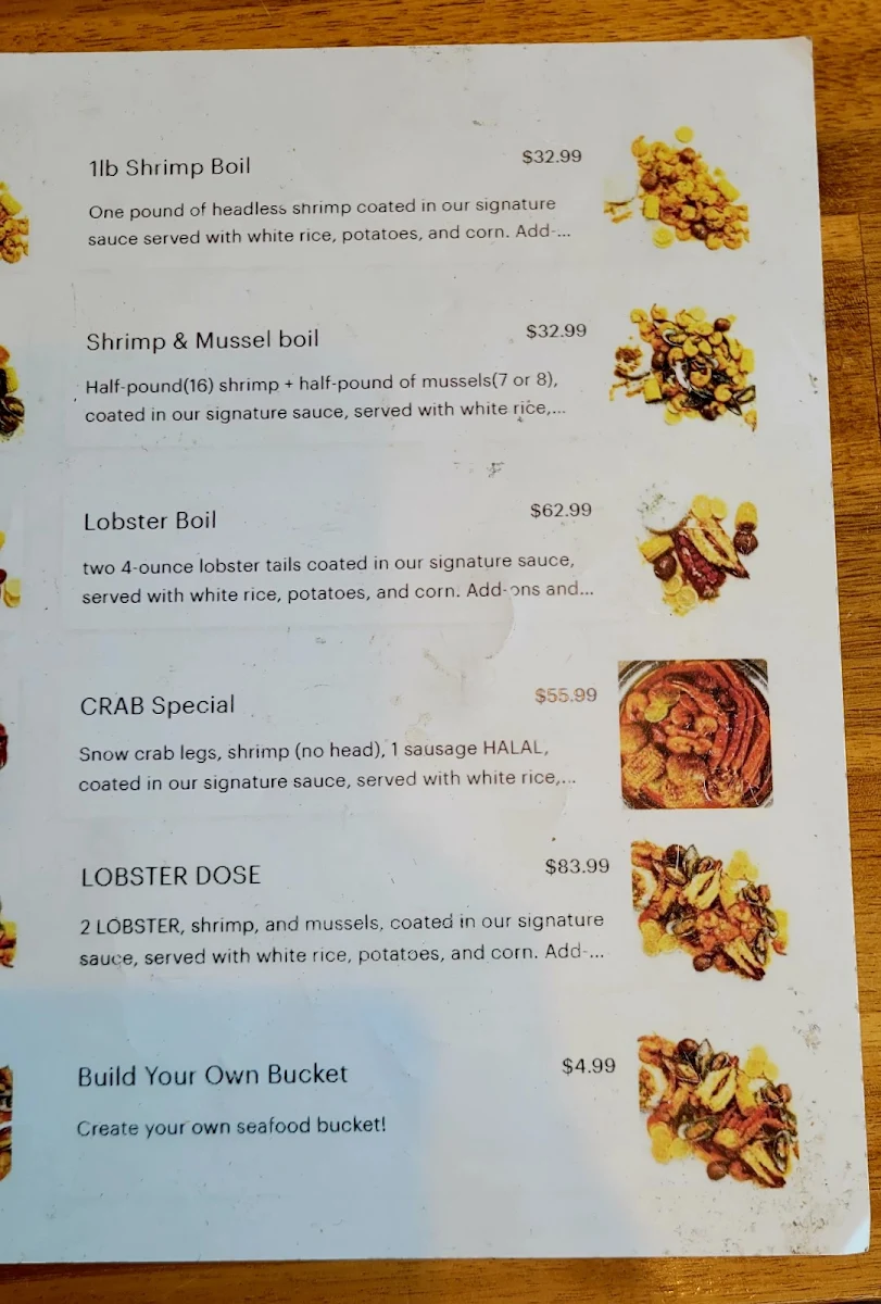 Menu, CRAB BOIL