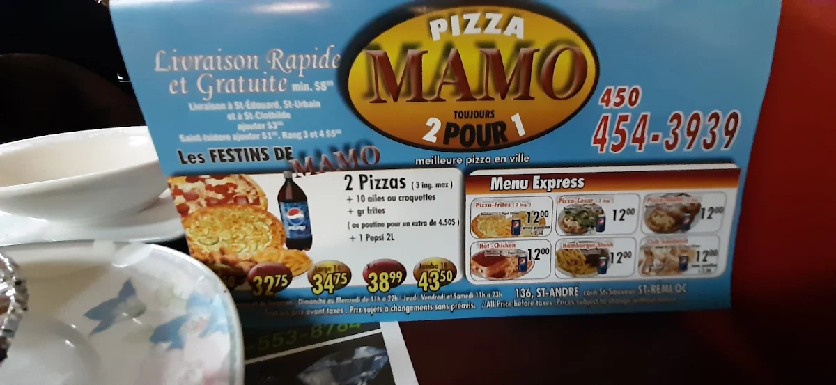 Menu, Pizza mamo