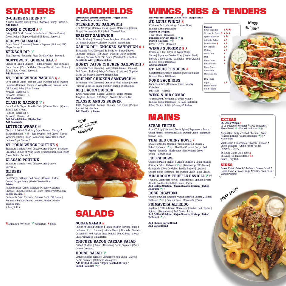 Menu, St. Louis Bar & Grill