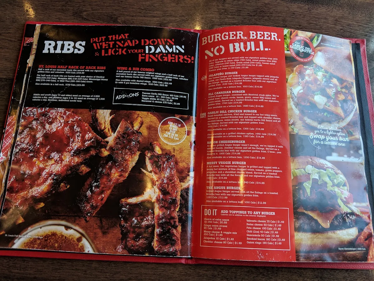 Menu, St. Louis Bar & Grill