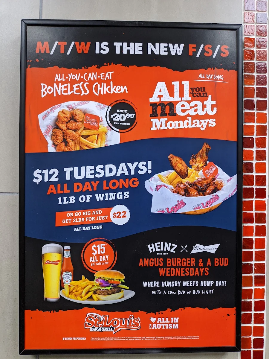 Menu, St. Louis Bar & Grill
