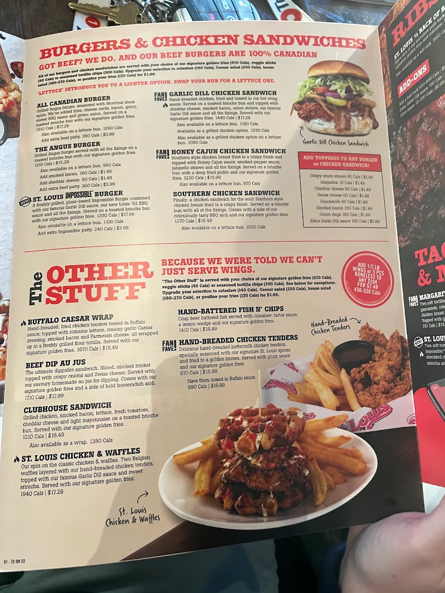 Menu, St. Louis Bar & Grill