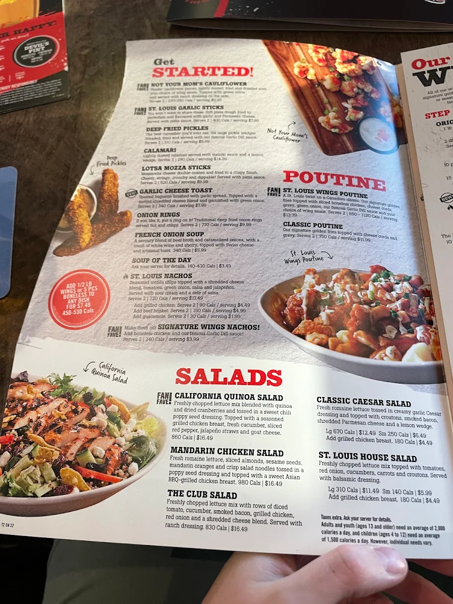 Menu, St. Louis Bar & Grill