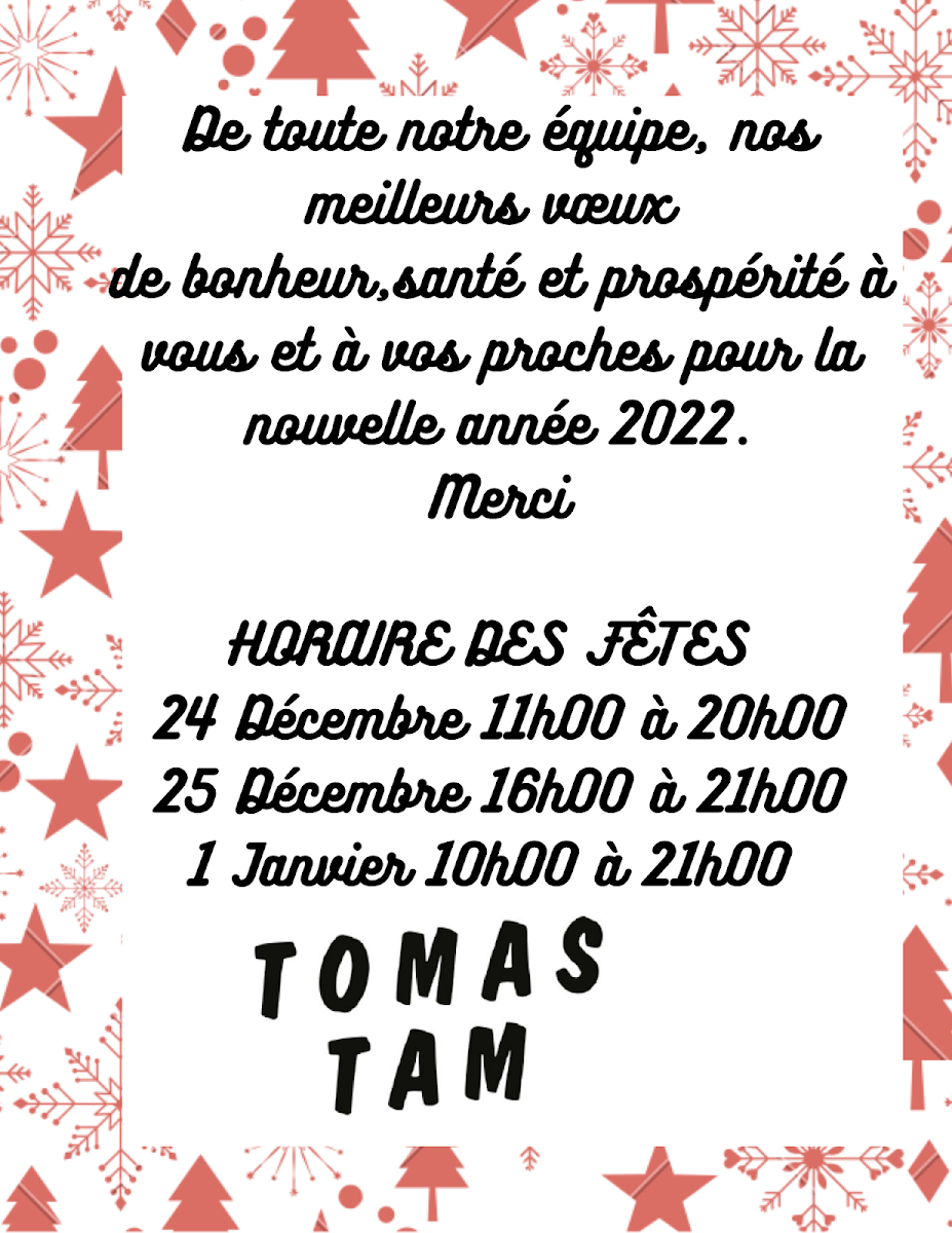 Menu, Restaurant Tomas Tam Inc