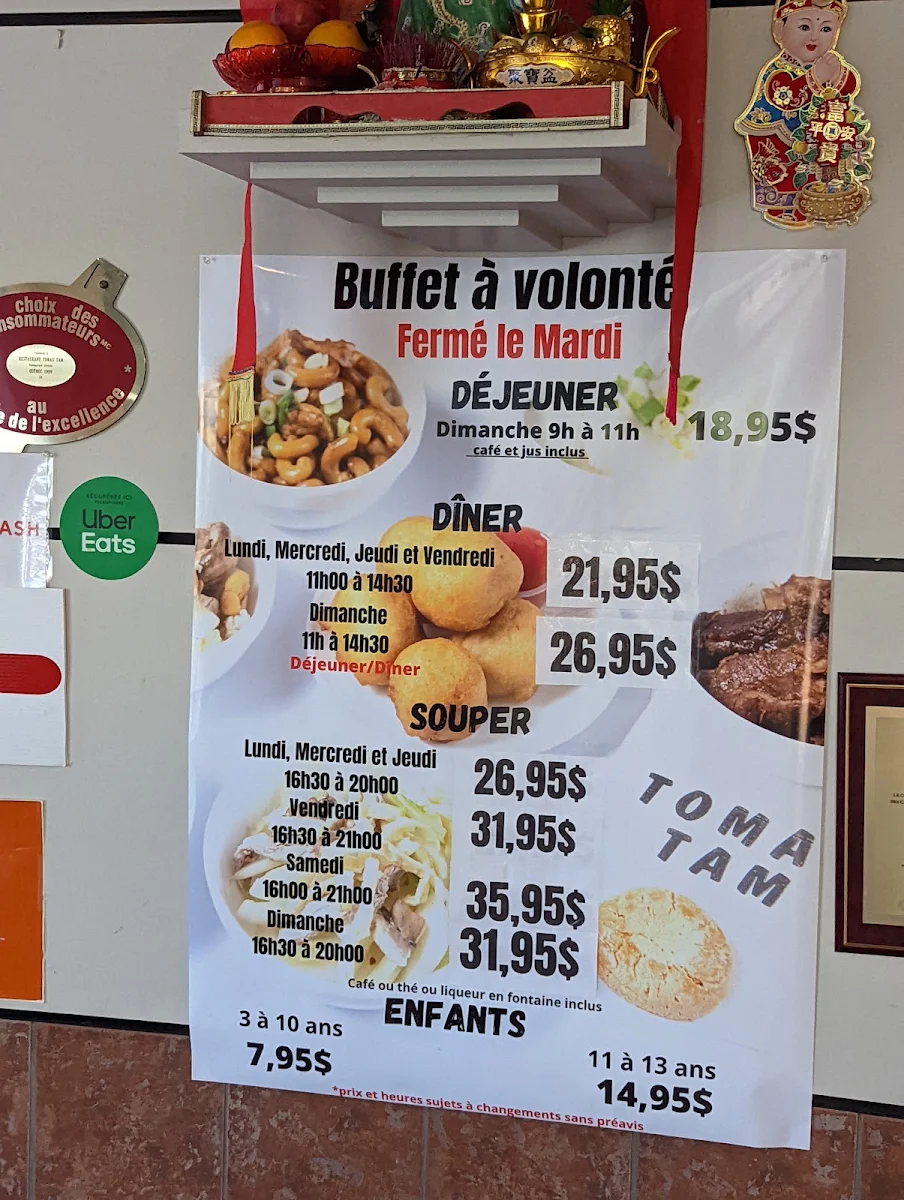 Menu, Restaurant Tomas Tam Inc
