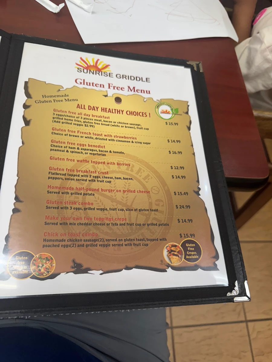Menu, Sunrise Griddle