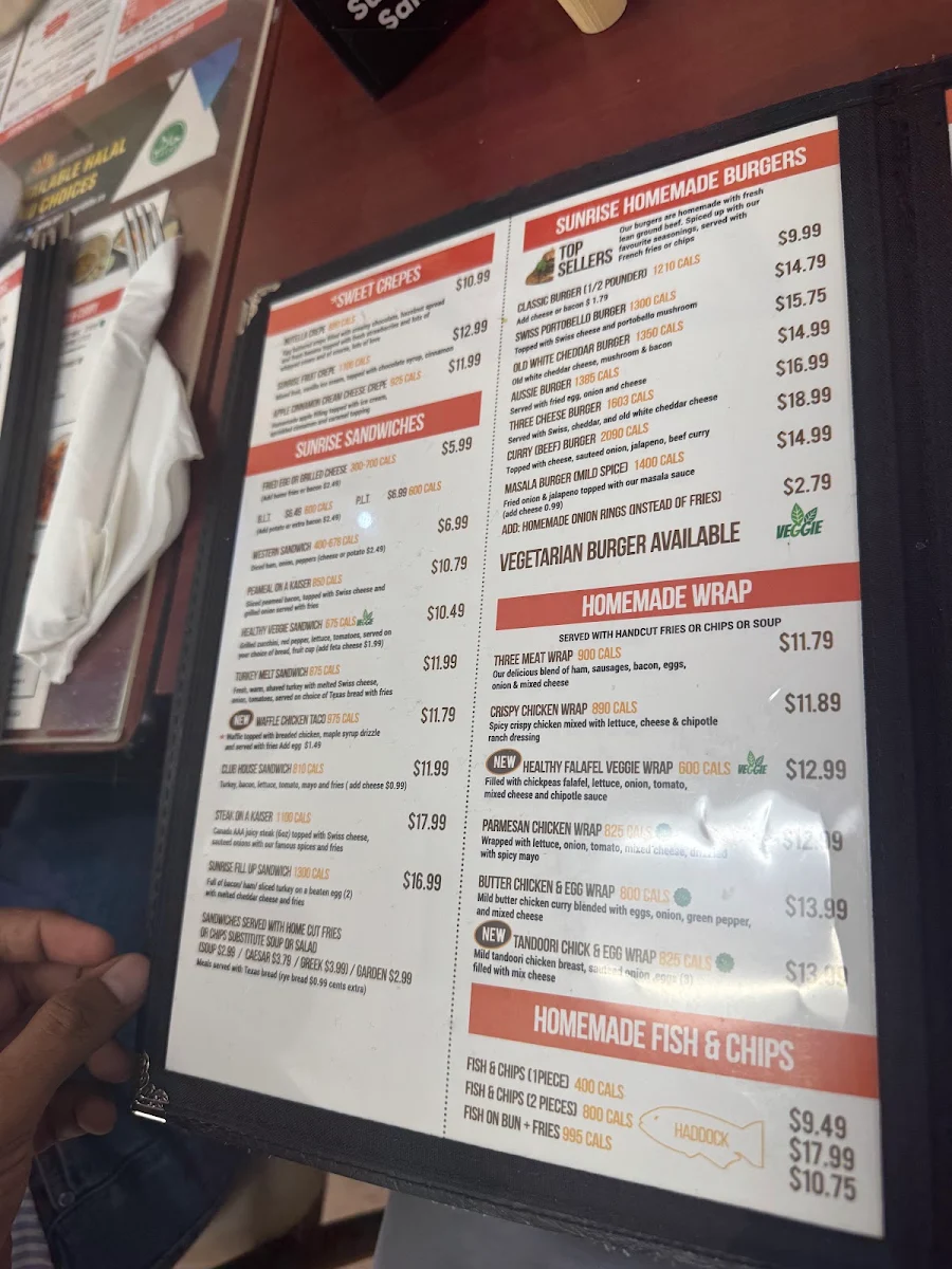 Menu, Sunrise Griddle