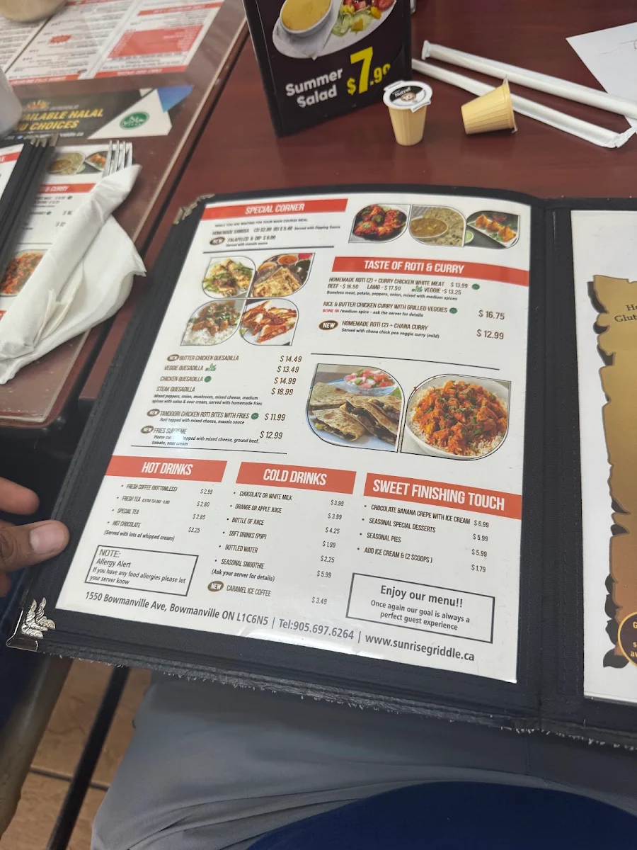 Menu, Sunrise Griddle