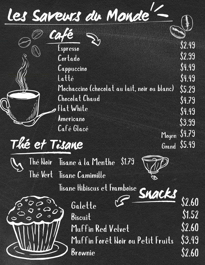 Menu, Les saveurs du monde