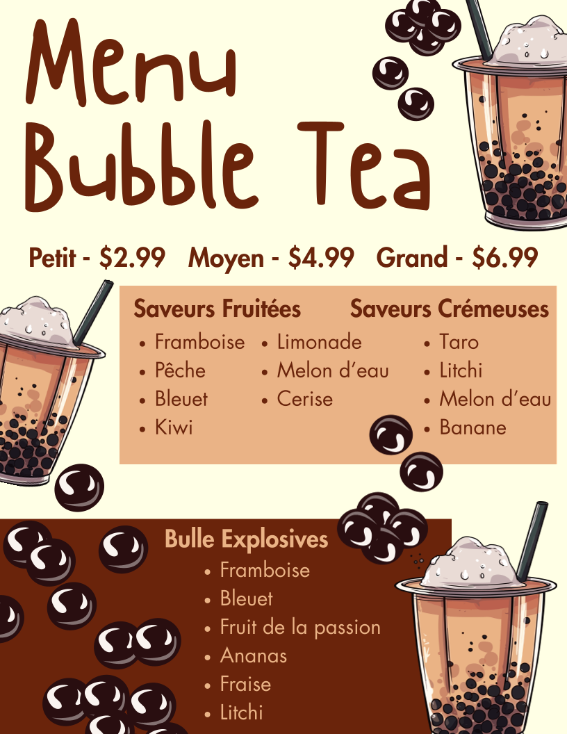 Menu, Les saveurs du monde
