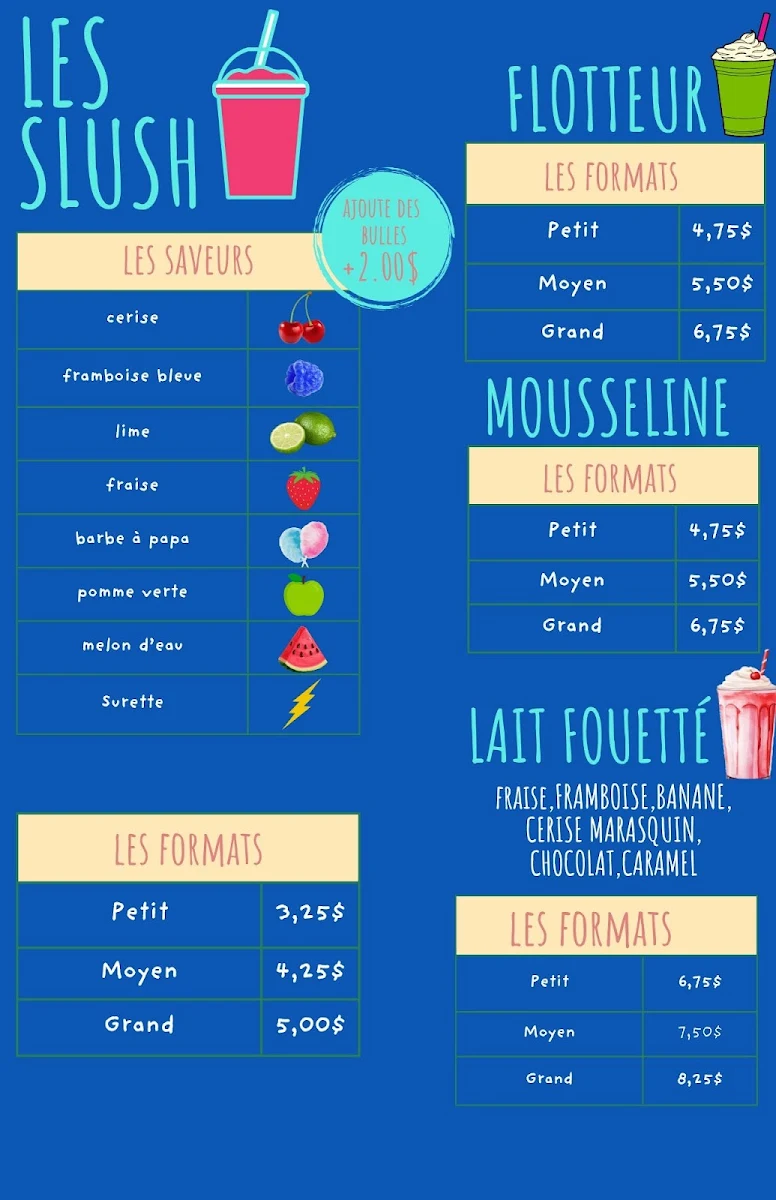 Menu, Casse-Croûte Jo-Bine (St-Élie-de-Caxton)