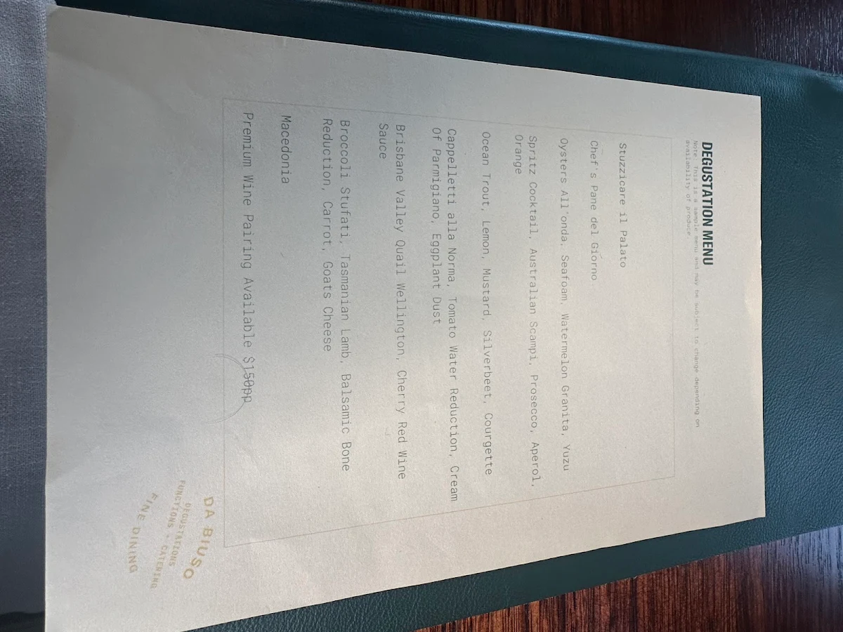 Menu, Bottarga By Da Biuso Restaurant