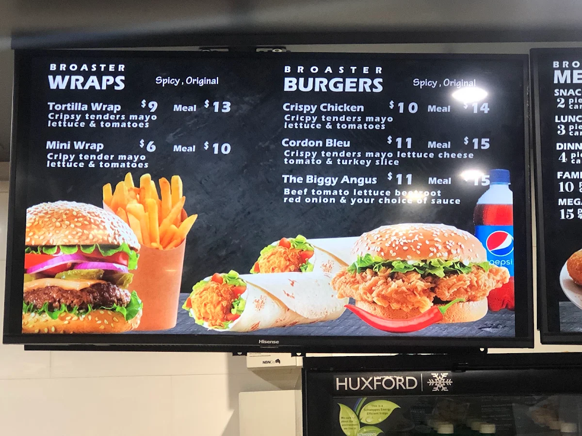 Menu, Broaster Chicken Campbelltown