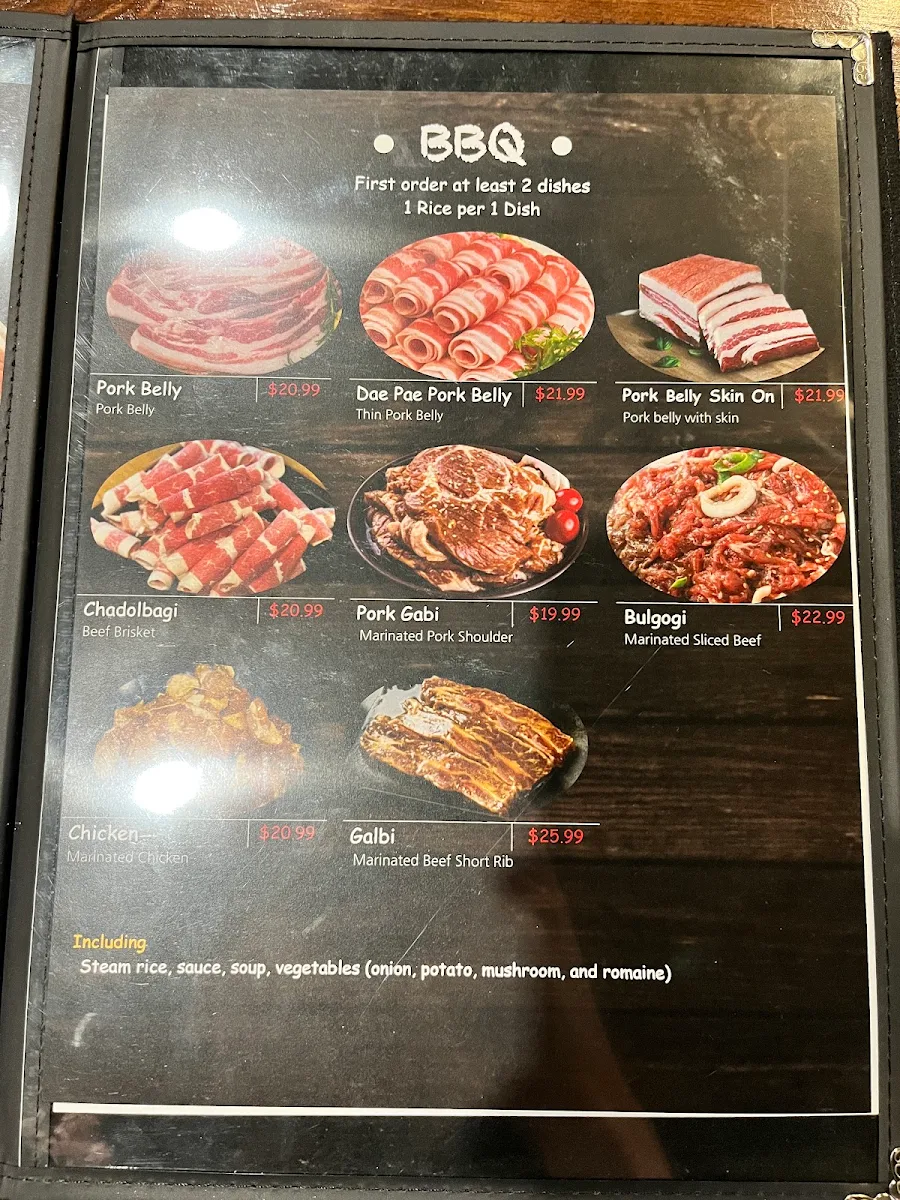 Menu, Bi-One Korean BBQ