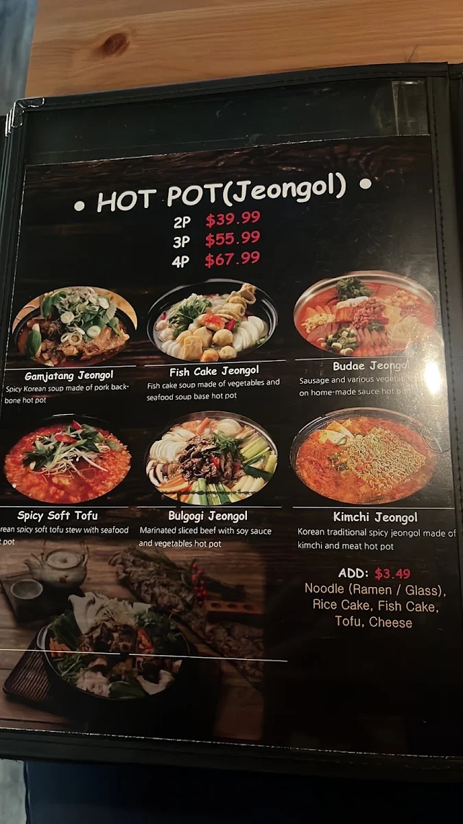 Menu, Bi-One Korean BBQ