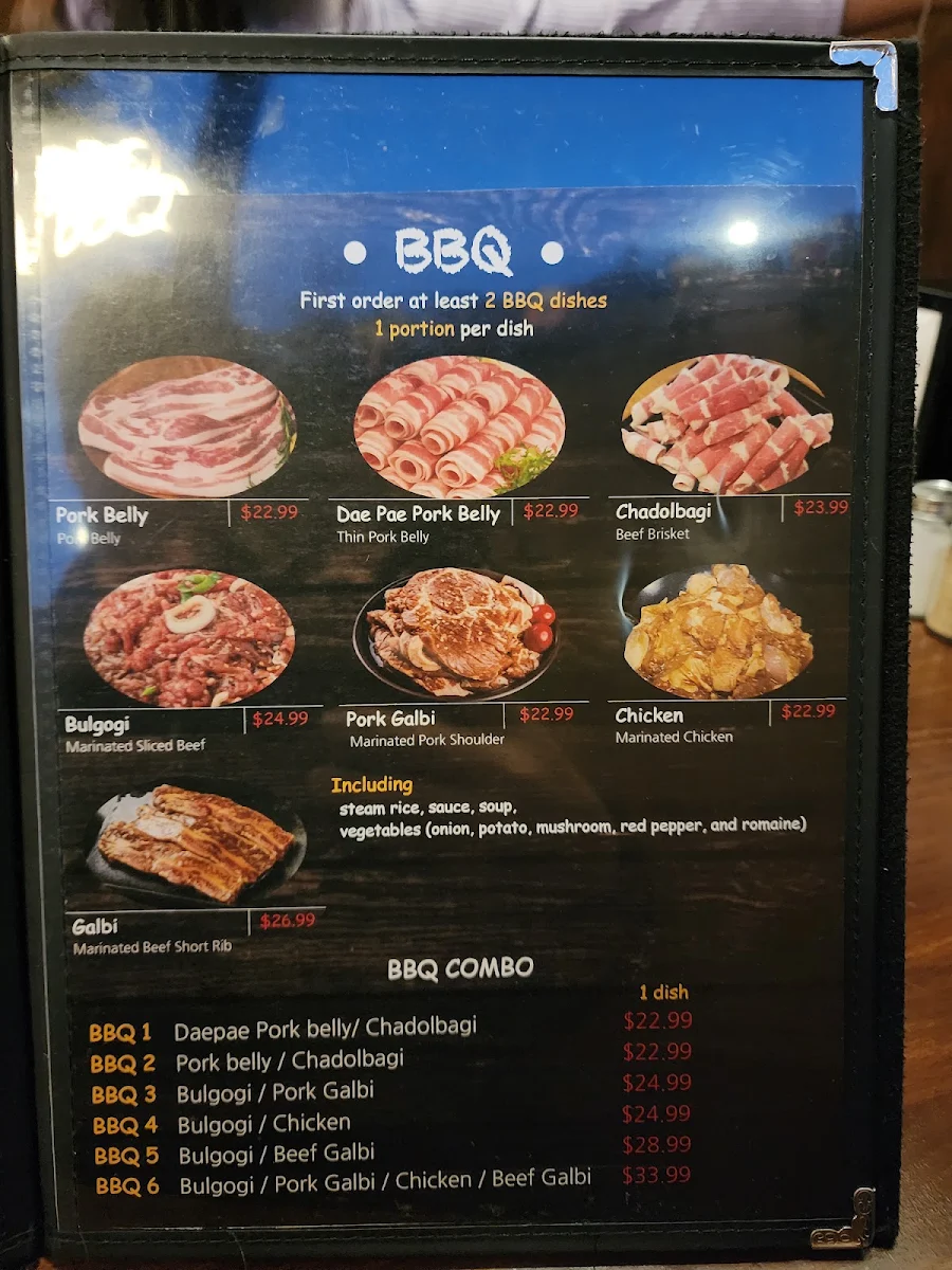 Menu, Bi-One Korean BBQ