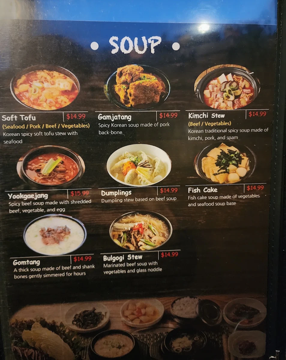 Menu, Bi-One Korean BBQ
