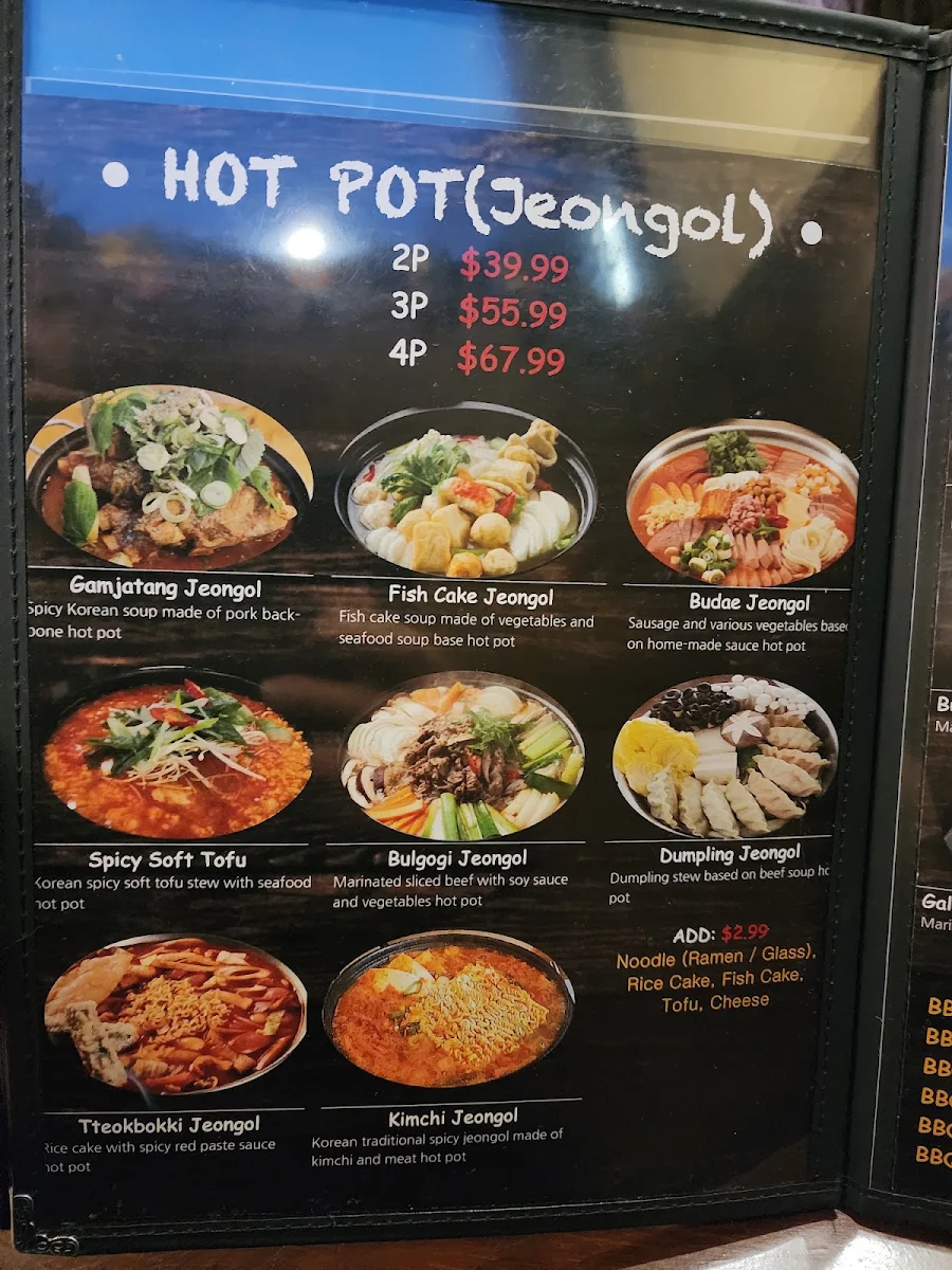 Menu, Bi-One Korean BBQ