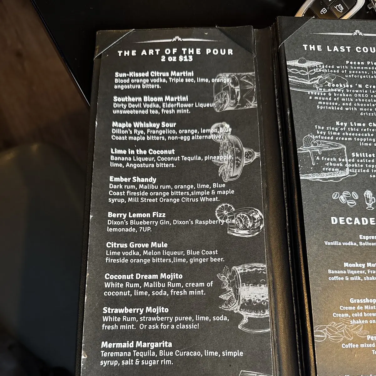 Menu, Bad Dog Corunna