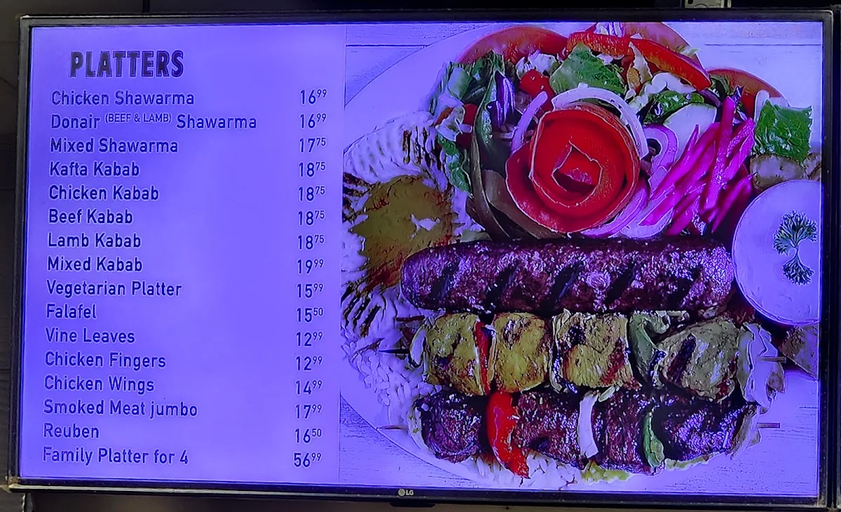 Menu, Shawarma Garden