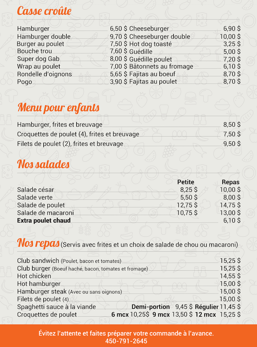 Menu, Cantine Ste-Helene