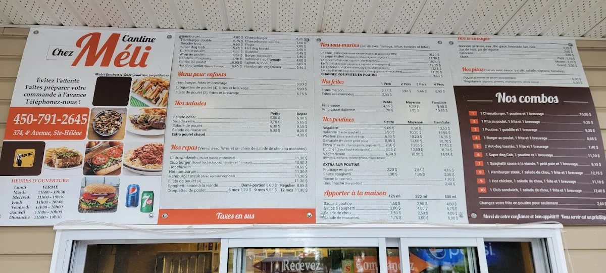 Menu, Cantine Ste-Helene