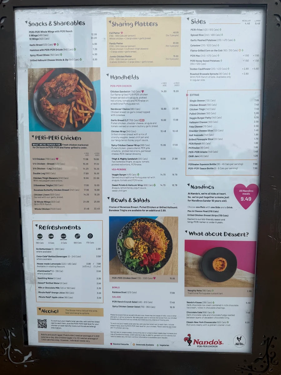 Menu, Nando's PERi-PERi