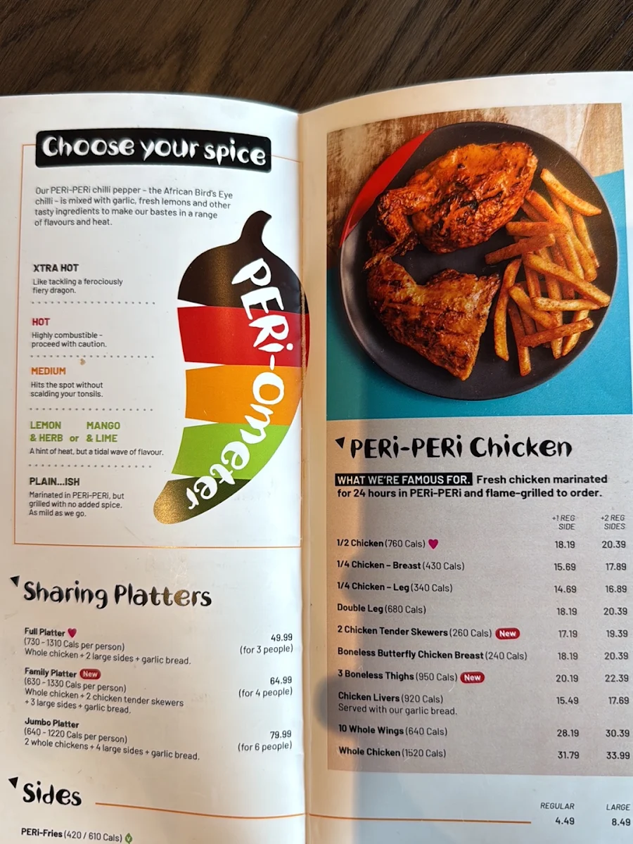Menu, Nando's PERi-PERi