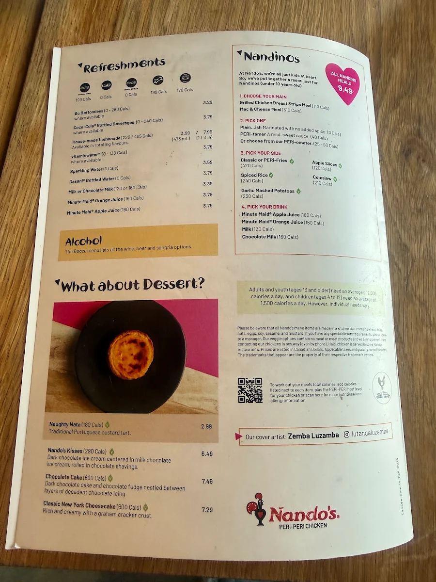 Menu, Nando's PERi-PERi