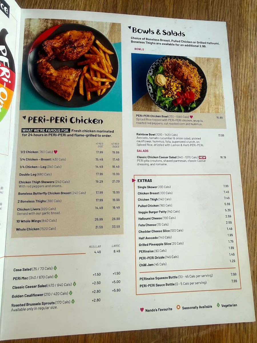 Menu, Nando's PERi-PERi