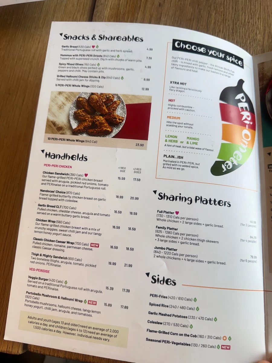 Menu, Nando's PERi-PERi