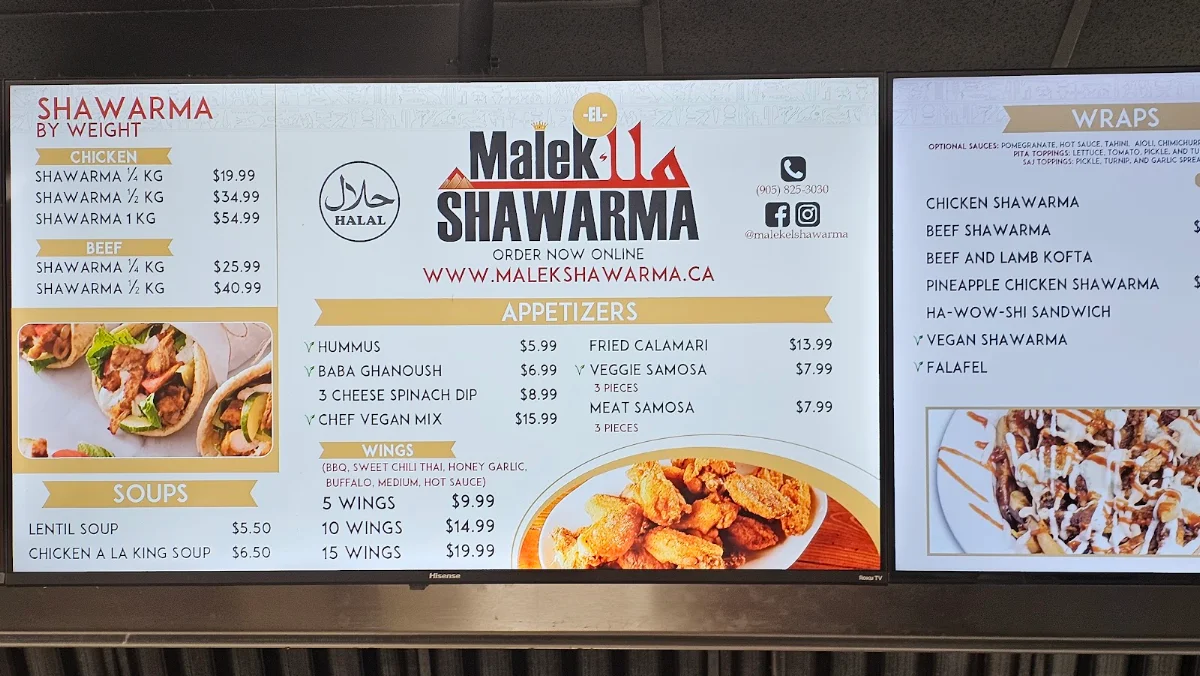 Menu, Malek El Shawarma