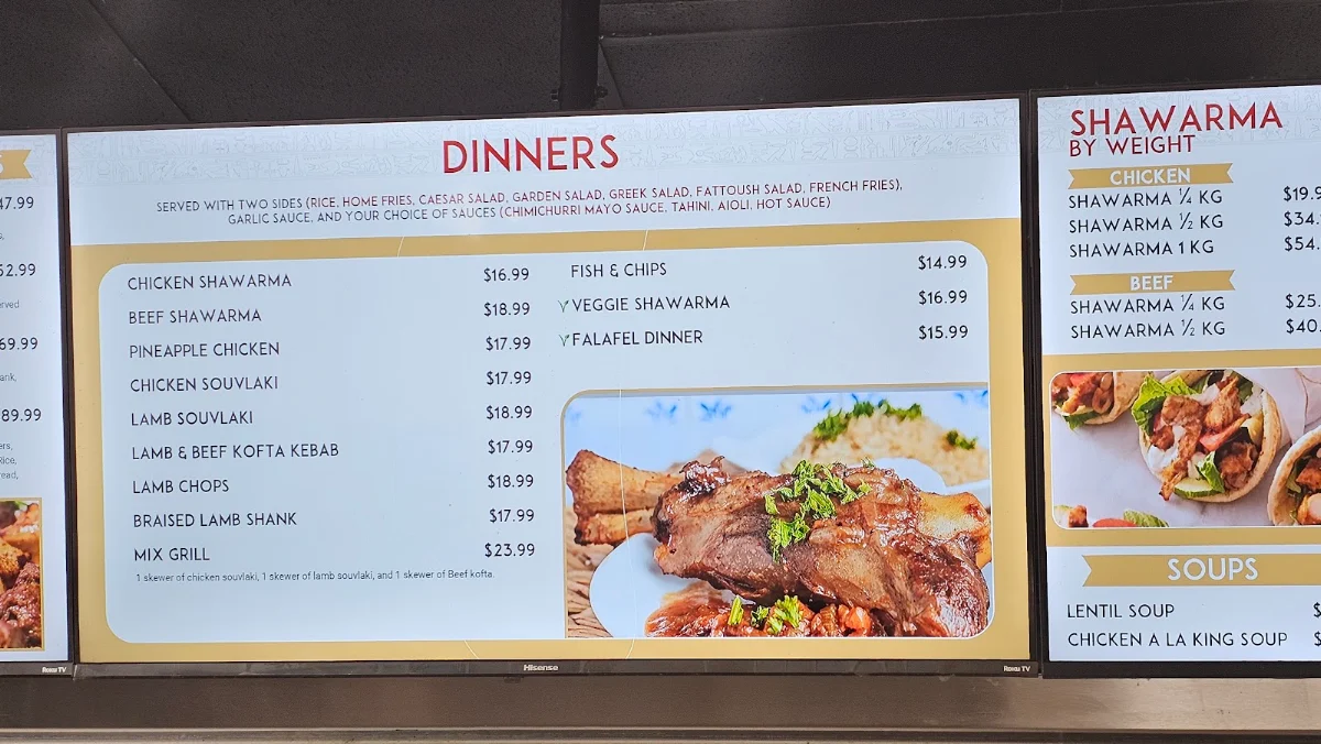 Menu, Malek El Shawarma