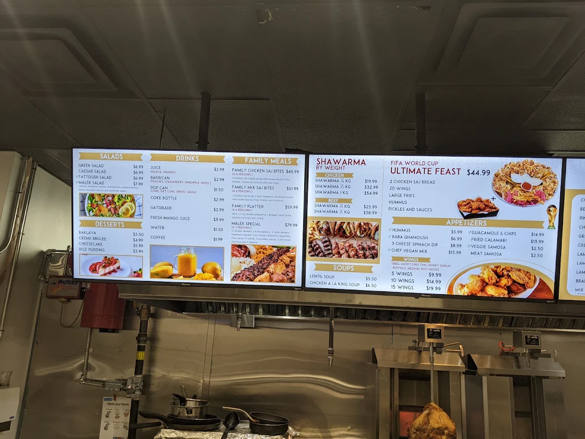 Menu, Malek El Shawarma