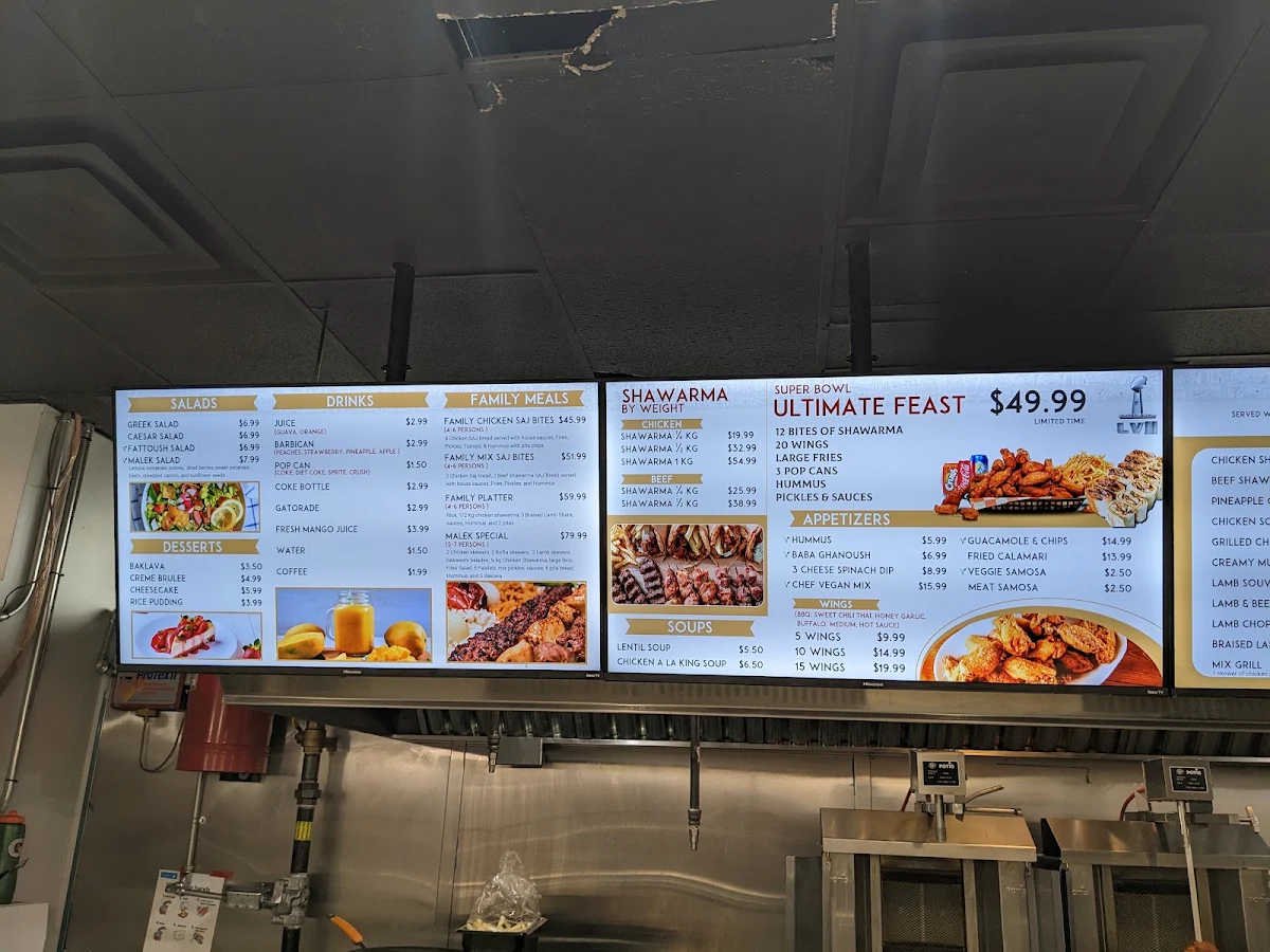 Menu, Malek El Shawarma
