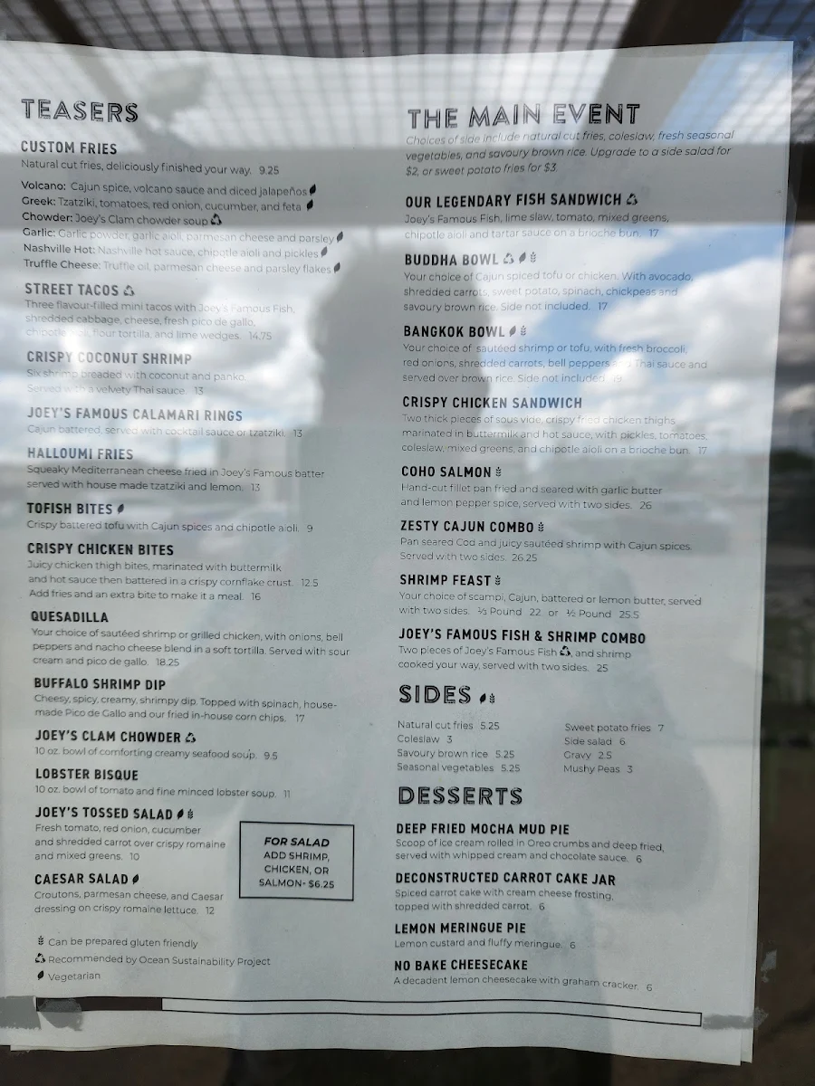 Menu, Joey's Fish Shack - Medicine Hat