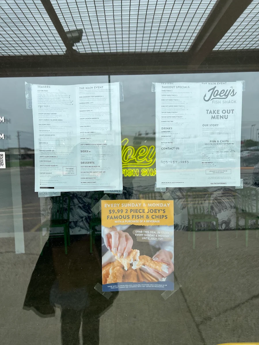 Menu, Joey's Fish Shack - Medicine Hat