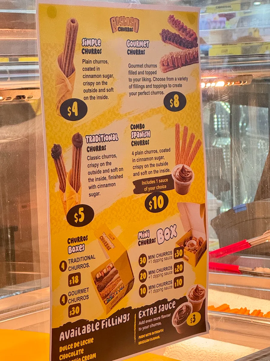 Menu, Gostoso Churros and Snacks