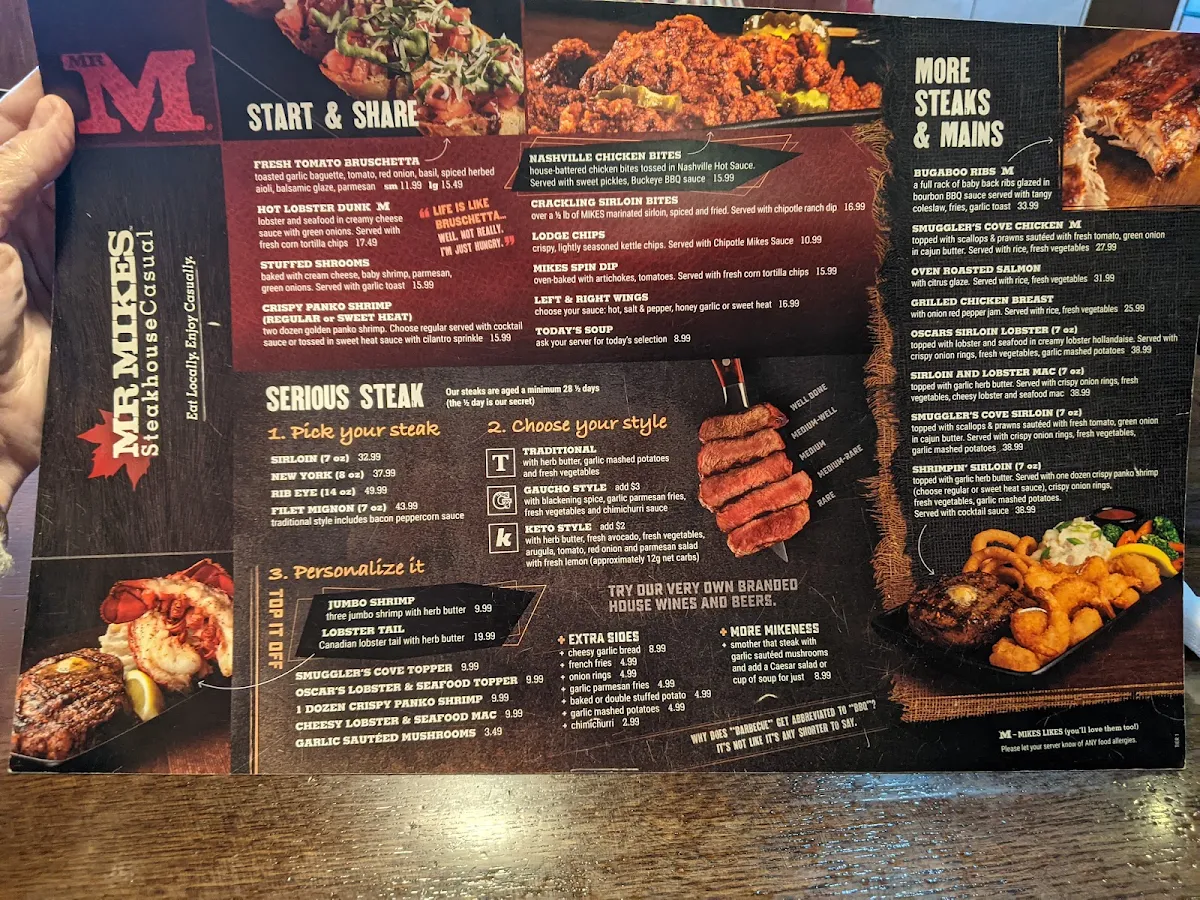 Menu, MR MIKES SteakhouseCasual
