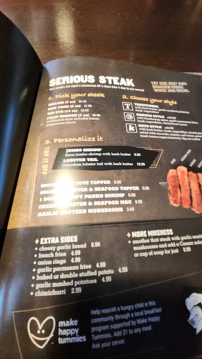 Menu, MR MIKES SteakhouseCasual