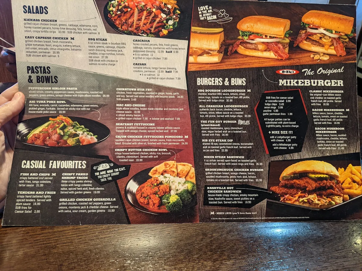 Menu, MR MIKES SteakhouseCasual