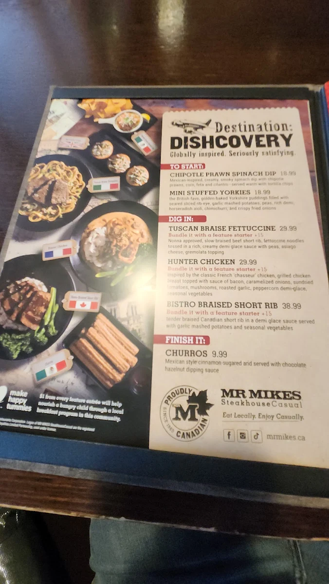 Menu, MR MIKES SteakhouseCasual