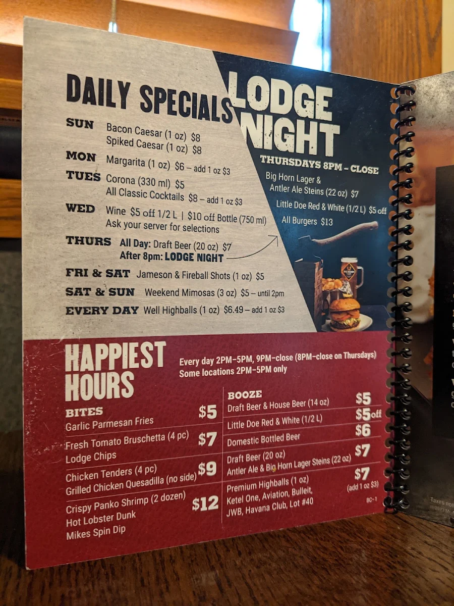 Menu, MR MIKES SteakhouseCasual