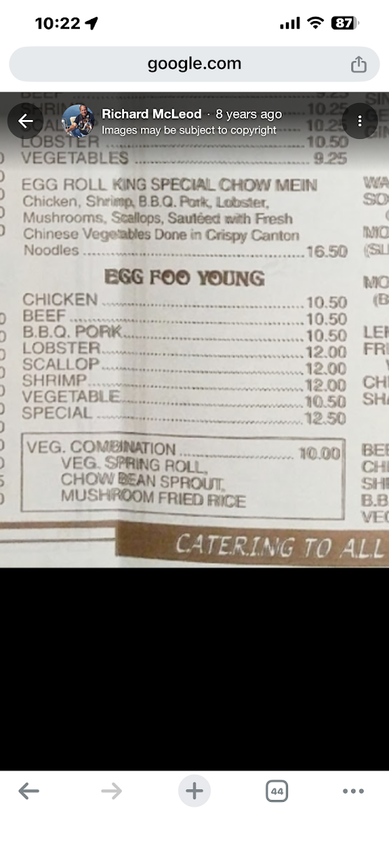 Menu, Egg Roll King Restaurant Inc