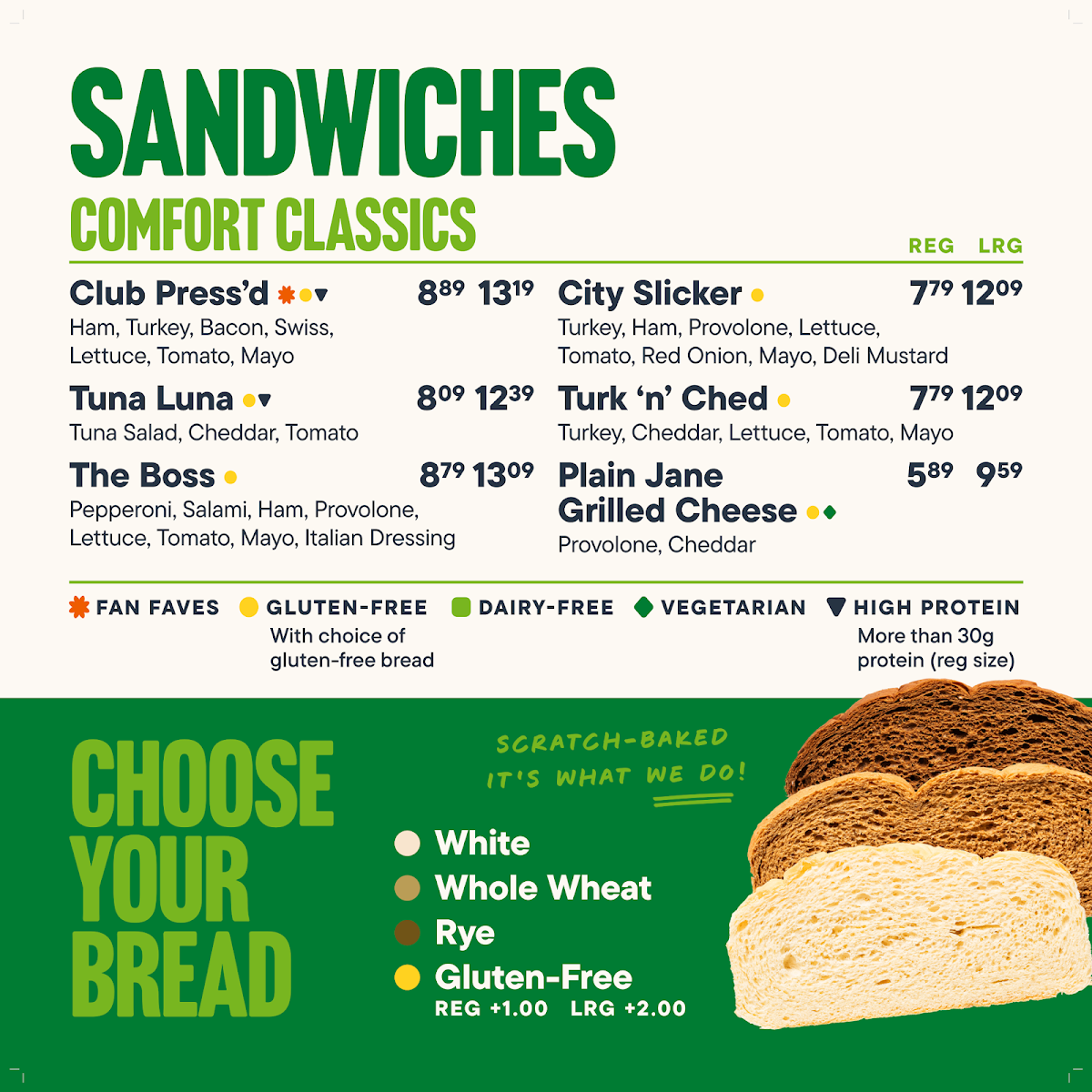 Menu, Press’d Sandwich Shop