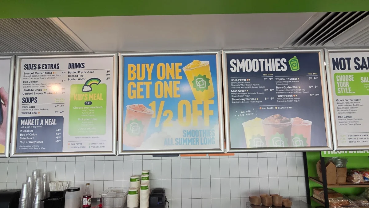 Menu, Press’d Sandwich Shop