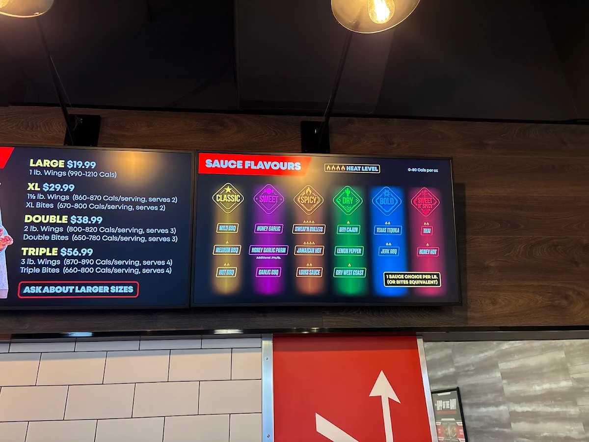 Menu, WingsUp! Welland